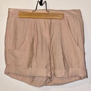 BCBGirls Khaki Pocket Pleated Crepe Shorts